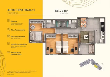 imagem 3 - Apartamento à venda com 2 quartos, 64 m² -  Condomínio Santa Marta - Bonfim Paulista. imagem 3 - Apartamento à venda com 2 quartos, 64 m² -  Condomínio Santa Marta - Bonfim Paulista.