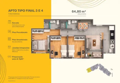 imagem 5 - Apartamento à venda com 2 quartos, 64 m² -  Condomínio Santa Marta - Bonfim Paulista. imagem 5 - Apartamento à venda com 2 quartos, 64 m² -  Condomínio Santa Marta - Bonfim Paulista.