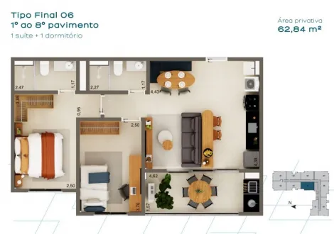 imagem 2 - Apartamento á venda com 2 quartos, 62 m² - Quintas de São José - Bonfim Paulista. imagem 2 - Apartamento á venda com 2 quartos, 62 m² - Quintas de São José - Bonfim Paulista.