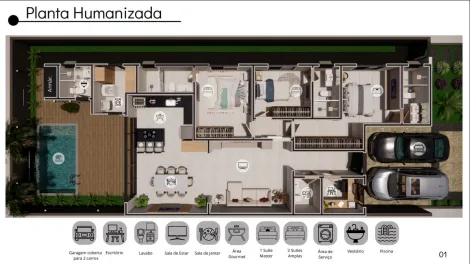 imagem 5 - Casa à venda com 3 quartos, 169m² - Residencial Quinta da Mata imagem 5 - Casa à venda com 3 quartos, 169m² - Residencial Quinta da Mata